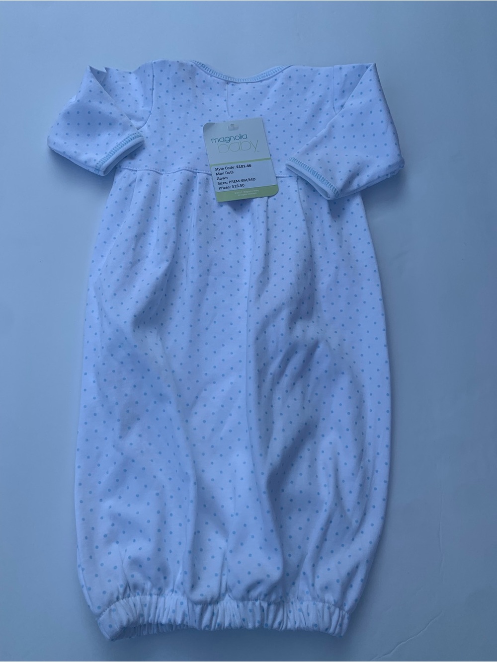 Magnolia White Sleep Sack with Light Blue Dots